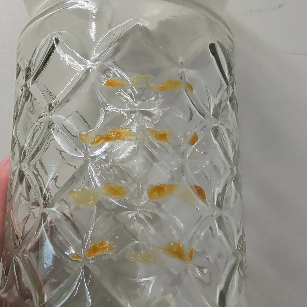 Vintage 1984 Planters Mr Peanut Glass Jar Airtight Lid Diamond Quilt Pattern